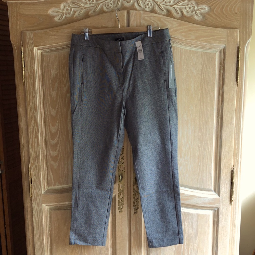 Loft grey tapered ankle length pants